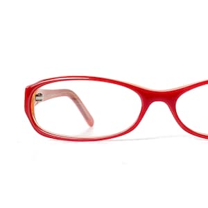 Acetate Reading Glasses 1.25 1.50 2.50 3.00 Narrow Skinny Rectangular Vintage 90s Red Orange Colorful Color Pop image 1