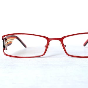 Y2K Funky  Dead Stock +2.00 Reading Glasses Metal/Acetate Wide Fit Rectangular Red Striped Dramatic Statement