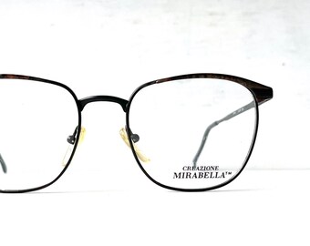 Vintage Camouflage Eyeglasses Mirabella Square Low Profile Unisex Metal Eyeglasses Italy