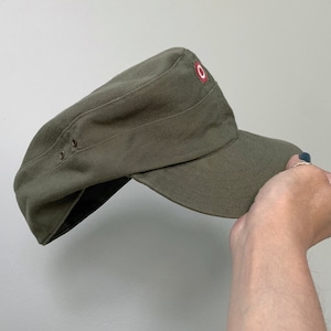 Vintage Austrian Army Cap OD Green Military Uniform Olive Drab 1980s Petite Fit Small Head Size