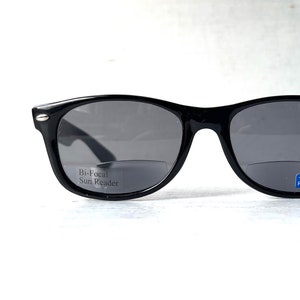 Vintage Bifocal +2.75 Sun Reader Reading Sunglasses Black Wayfarer Style Gender Neutral