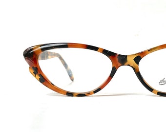 Anglo American Vintage Cat Eye Eyewear Warm Auburn Hair Leopard Tortoise 'SALINAS' DBKC Eyeglasses England