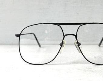 Vintage Matte Stainless Minimal Low Profile Aviator Eyeglasses LA PLUME Japan New Old Stock