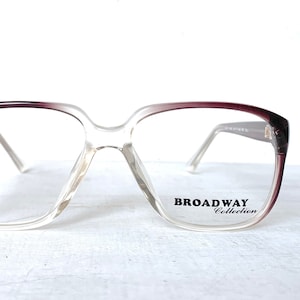Vintage Dead Stock 52-17-140 DANNY 70s Glasses Purple Eggplant Fade/Clear Square Mid Century MCM Frames Broadway Eyeglasses