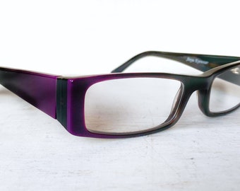 Acetate Purple +1.50, +2.00 Reading Glasses Narrow Sleek Rectangular Skinny Wide Frame Mens Women's