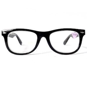 Retro +1.75 WIDE FIT Reading Glasses Black 1990s Handsome Rectangular Horn Rim