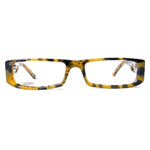 Y2K Eyeglasses Petite Fit Skinny Acetate Narrow Sleek Slim Rectangular Unisex Dark Skin Glasses Tortoise