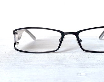 Reading Glasses Metal/Acetate Striped Cheaters Wide Fit Rectangular +1.25 +2.00 +2.50 +3.00 Black White Stripe