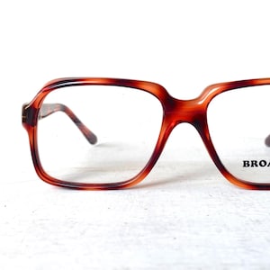 Vintage Eyeglasses 52-20-140 Smilen Eyewear 70s Red Head Eyeglasses Orange Tortoise Square Mid Century Geek Frames Unisex