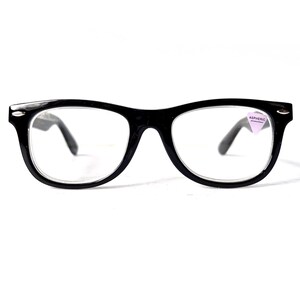 Retro +1.25 WIDE FIT Reading Glasses Black 1990s Handsome Rectangular Horn Rim