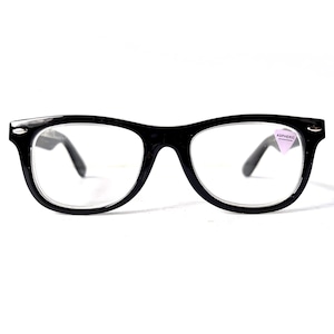 Retro +1.50 WIDE FIT Reading Glasses Black 1990s Handsome Rectangular Horn Rim