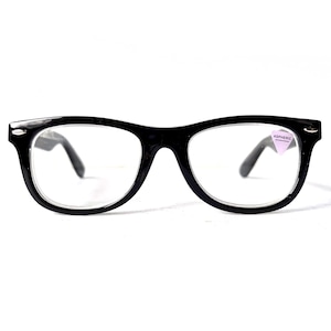 Retro +2.50 WIDE FIT Reading Glasses Black 1990s Handsome Rectangular Horn Rim