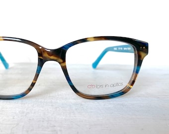 52-17-145 Colors in Optics C1005 Lola Turquoise Aqua Tortoise Hornrim Glasses Eyeglasses Optical Vintage Eyeglass Frames