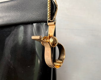 1940's Glove Clip/Dress Hem Skirt Lifter Scarf Holder Or Nipple Clamp Chased Greek Key Gold Tone Vintage Steampunk Accessories