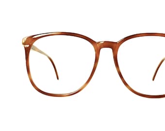 Vintage Eyeglasses LOGO Paris Oversized 70s Caramel Latte Polyamide Eyeglass Frame France