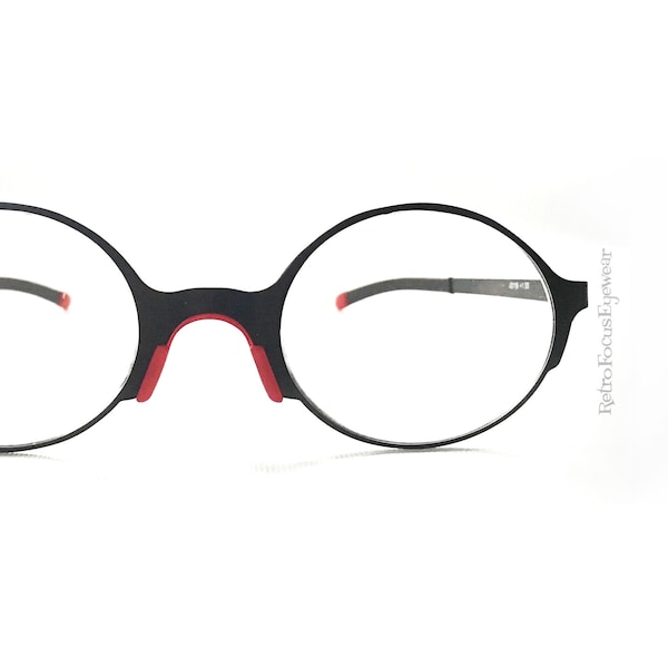 Unique +1.00 or +1.50 Metal Reading Glasses Prescription Frame Oval Eyeglasses Vintage Matte Black Red Bridge