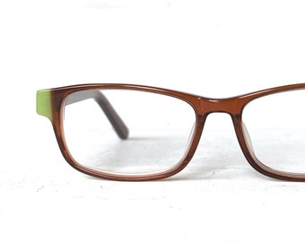 Acetate Reading Glasses Hornrim Hipster Cola Brown & Kiwi Green +1.00 +1.50 +2.00