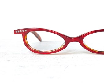 Acetate +1.00 French Style Cat Eye Reading Glasses Rhinestone WIDE FIT Frame Glasses Eyeglasses Vintage Tortoise