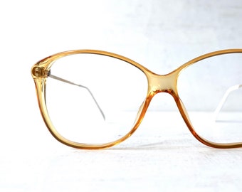 Vintage Eyeglasses OPTYL Deadstock Square Cat 70s Golden Yellow 52-16-140 Eyeglass Frame Austria