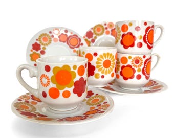 Figgjo Anne Marie Coffe Cup Duo Set, RARE Kirsten Selmer Swedish