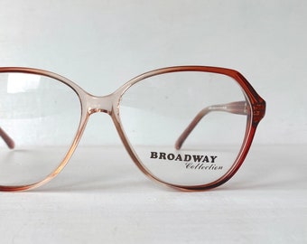 54-16-140 70s Hexagon Cat Eye Cinnamon Fade Glasses Auburn Eyeglasses Eccentric Frames Vintage Broadway 'Eileen' Mid Century Eyewear