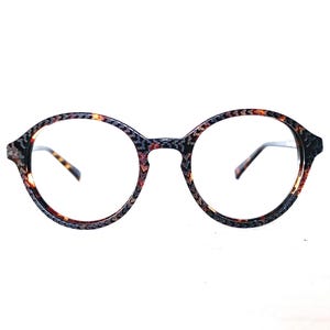 Vintage Eyeglasses Round Panto Horn Rim NOS Eyeglass Frames Keyhole Bridge 1990s Carved P3 Tortoise Round