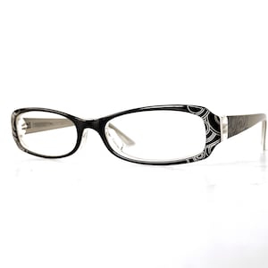 Y2K Vintage Skinny Petite Fit Acetate Eyeglass Frame Slim Rectangular Unisex Frame Black White Gender Neutral Eyewear