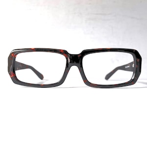 Y2K Wide Fit Vintage 90s Beatnik Acetate Eyeglasses Frames Unisex Mid Century Modern Style Rectangular Bold Unisex Tortoise New Old Stock