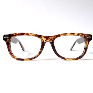 Retro +2.00 WIDE FIT Reading Glasses Tortoise 1990s Handsome Rectangular Horn Rim