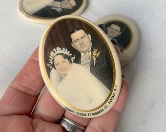 3pc Creepy Mirror Lot Wedding Photo Portrait Vintage 1950’s Small Oval