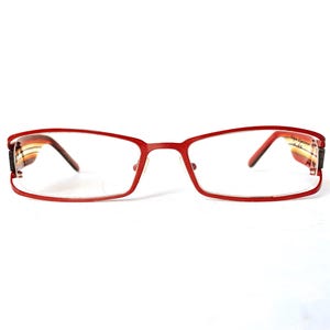 Y2K Funky  Dead Stock +2.50 Reading Glasses Metal/Acetate Wide Fit Rectangular Red Striped Dramatic Statement