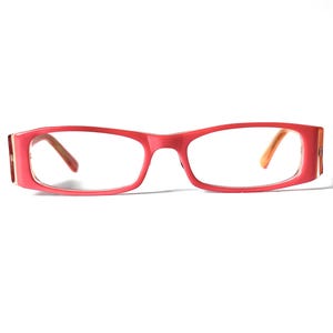 Y2K Skinny +2.00 Reading Glasses Vintage Acetate Rectangular Melon Mango Orange Bright Unisex Eccentric 1990s NOS