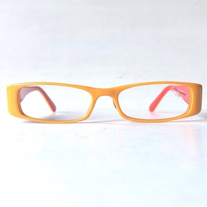 Retro +2.50 Acetat Läsglasögon Smala Tunna Rektangulära Gula Orange Döda Lager