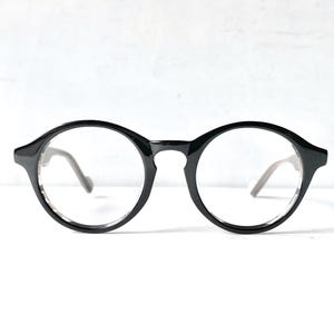 Y2K Dead Stock Eyeglasses 46-21-140 Acetate P3 Oversized Round Panto Hornrim 2000s NOS Unisex Black Stripe Frames