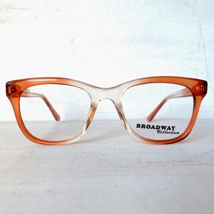 Vintage Glasses 52-22-140 Wide Fit Amber Orange Fade Square Mid Century Eyeglasses
