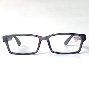 Retro +2.00 Reading Glasses WIDE FIT FORD Matte Smoke Grey Black 1990s Handsome Rectangular Narrow Height Angular