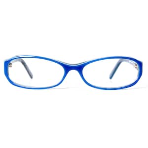 Y2K Funky  +1.50 Reading Glasses Narrow Skinny Rectangular Vintage Blue Mediterranean Sky