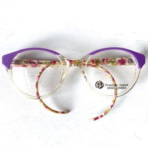 Vintage Kids Eyeglasses Prestige Optics Cable Temple Childrens Purple Glasses Clear Petite Fit 1970s Frames