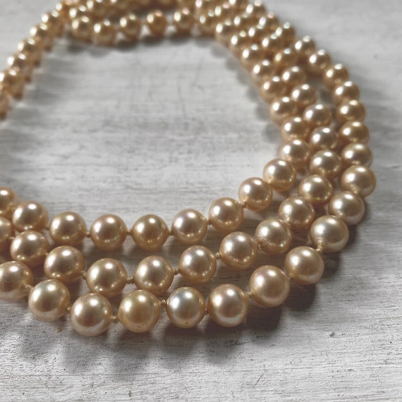 38” 8mm Glass Knotted Vintage Pearl Necklace - image 2