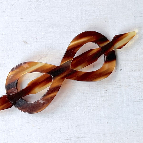 Extra Volume Made in France ,Vintage Infinity Bow, Romancecore Barrette,  Faux Tortoise Slip Spear Bar for Thick Textured Hair