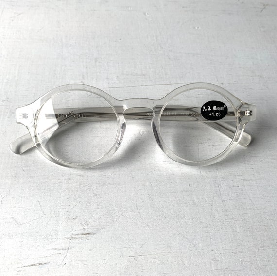 Round Acetate Reading Glasses Crystal Clear Key H… - image 4