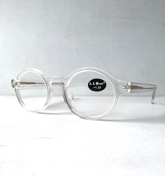 Round Acetate Reading Glasses Crystal Clear Key H… - image 2
