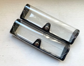 2 Clear Vinyl Eyeglass Case for Slim Reading Glasses or Eyeglass Frames Eyeglasses True Vintage NOS Snap Closure