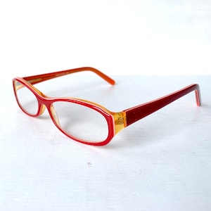 Acetate Reading Glasses 1.25 1.50 2.50 3.00 Narrow Skinny Rectangular Vintage 90s Red Orange Colorful Color Pop image 8