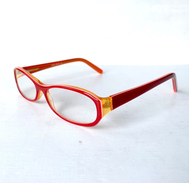 Acetate Reading Glasses 1.25 1.50 2.50 3.00 Narrow Skinny Rectangular Vintage 90s Red Orange Colorful Color Pop image 8