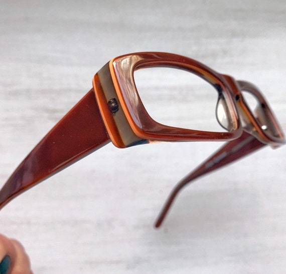 Y2K Vintage Eyeglasses Beatnik Rectangular Acetat… - image 4