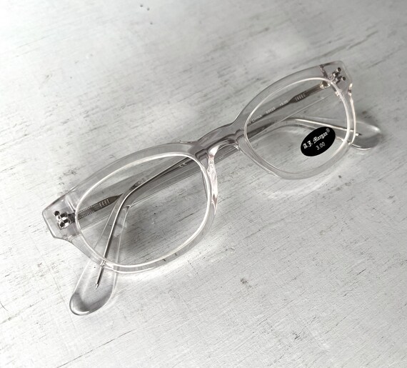 Acetate +3.00 Vintage Reading Glasses Crystal Cle… - image 7