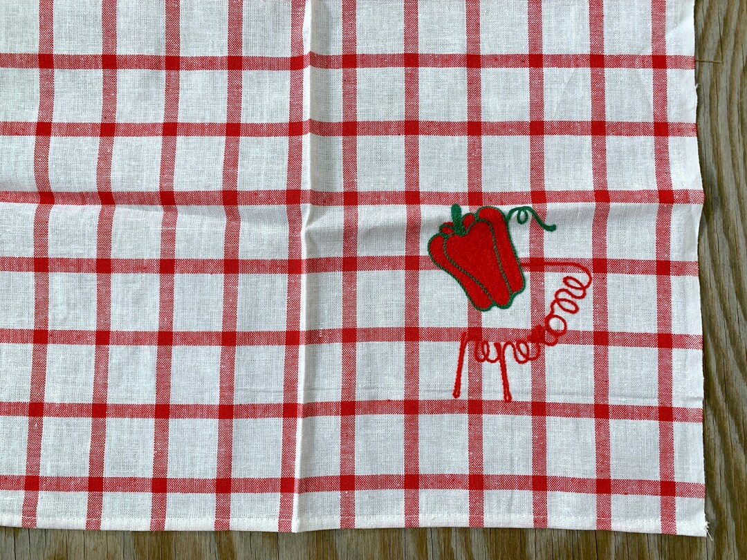 NWOT Red Pepper Peperone Italian Embroidered Dish Towel Kitchen