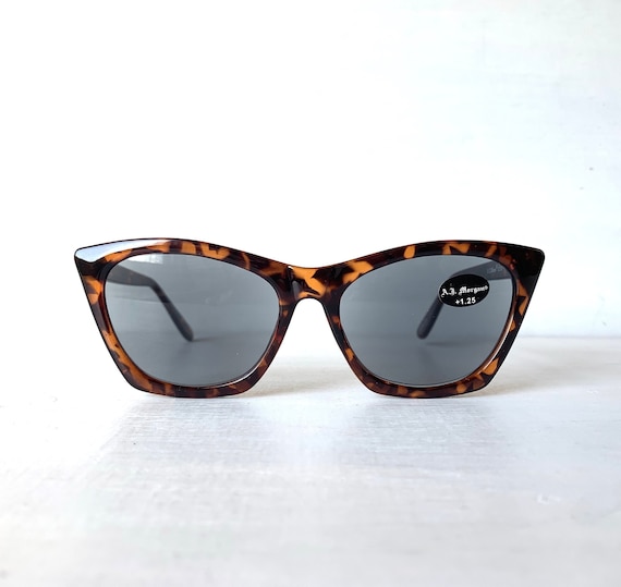 Retro Sun Reader +1.25 Square Cat Eye Reading Gla… - image 1
