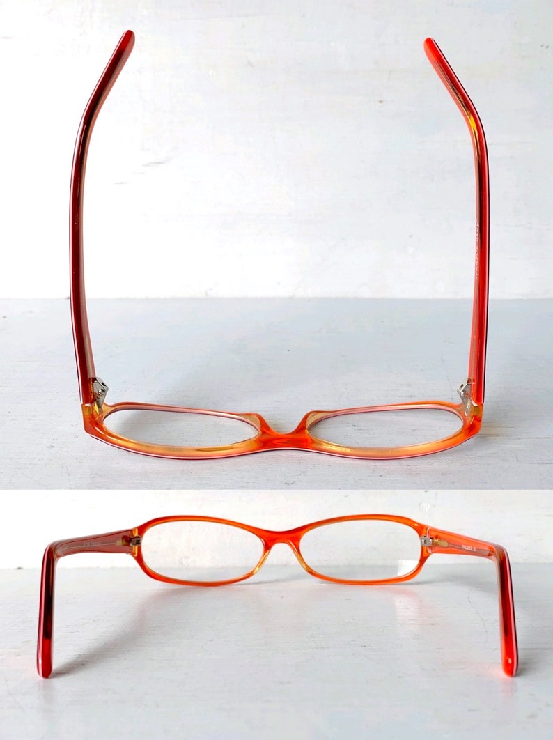 Acetate Reading Glasses 1.25 1.50 2.50 3.00 Narrow Skinny Rectangular Vintage 90s Red Orange Colorful Color Pop image 4